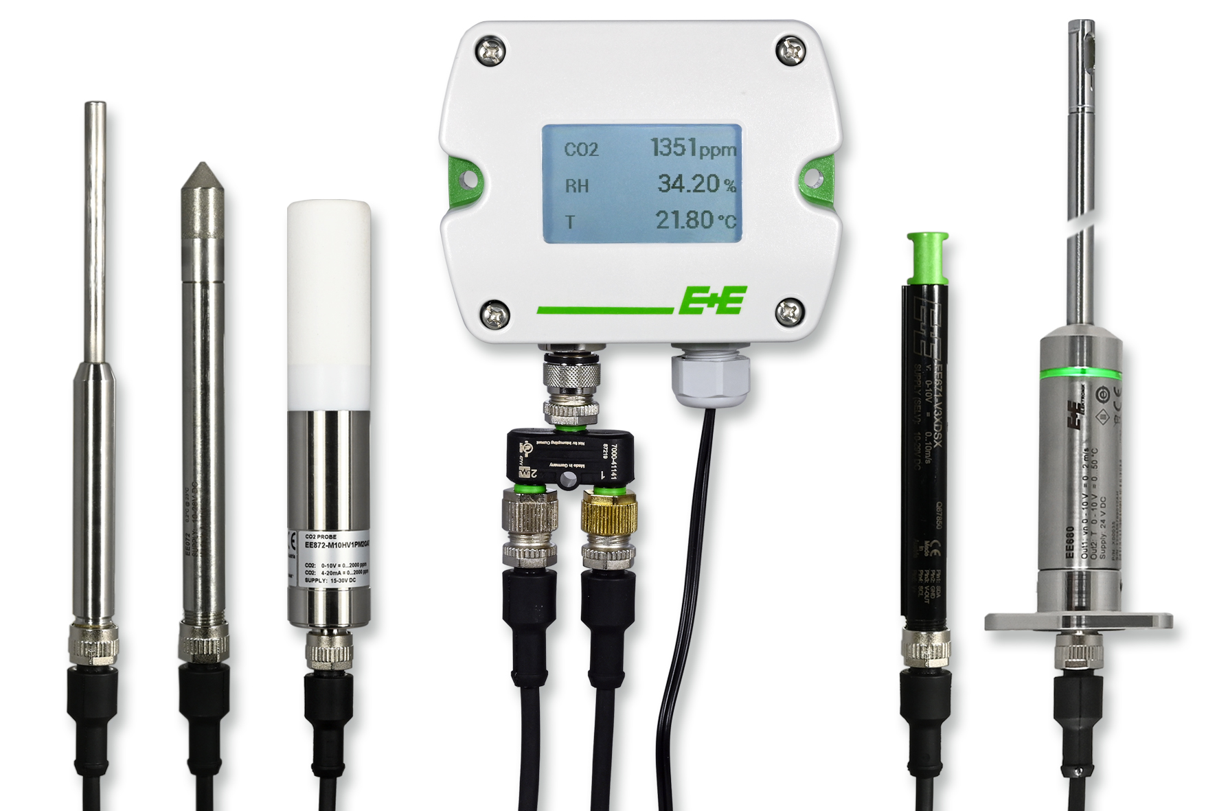 E+E Sigma 05 is een modulair sensor platform met verwisselbare meetvoelers voor de parameters: Relatieve vochtigheid, Temperatuur, CO2 en Luchtsnelheid.
