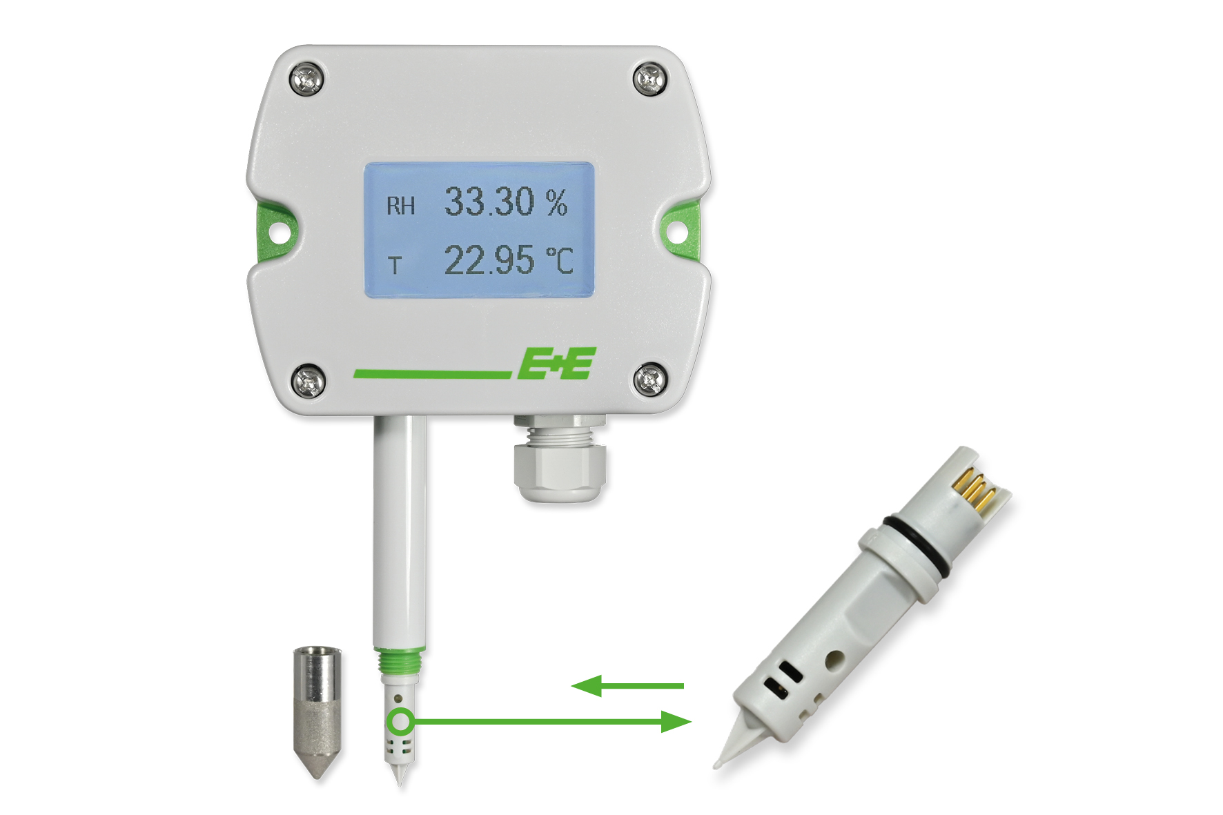 E+E Vochtigheids- en temperatuursensor met verwisselbare sensor-tip - Betrouwbaar blijven meten zonder omslachtige kalibraties!