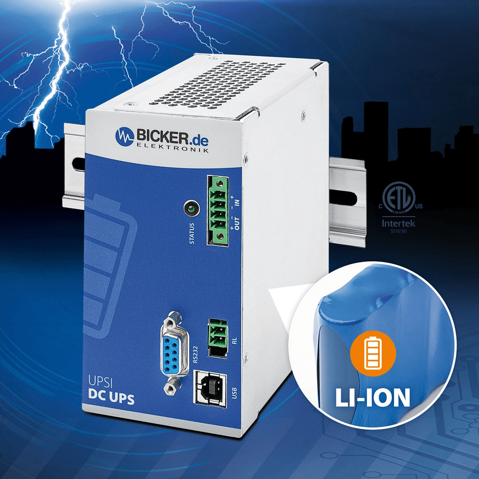 24V DC UPS with integrated Li-Ion battery protects against plant downtime and data loss caused by power failures