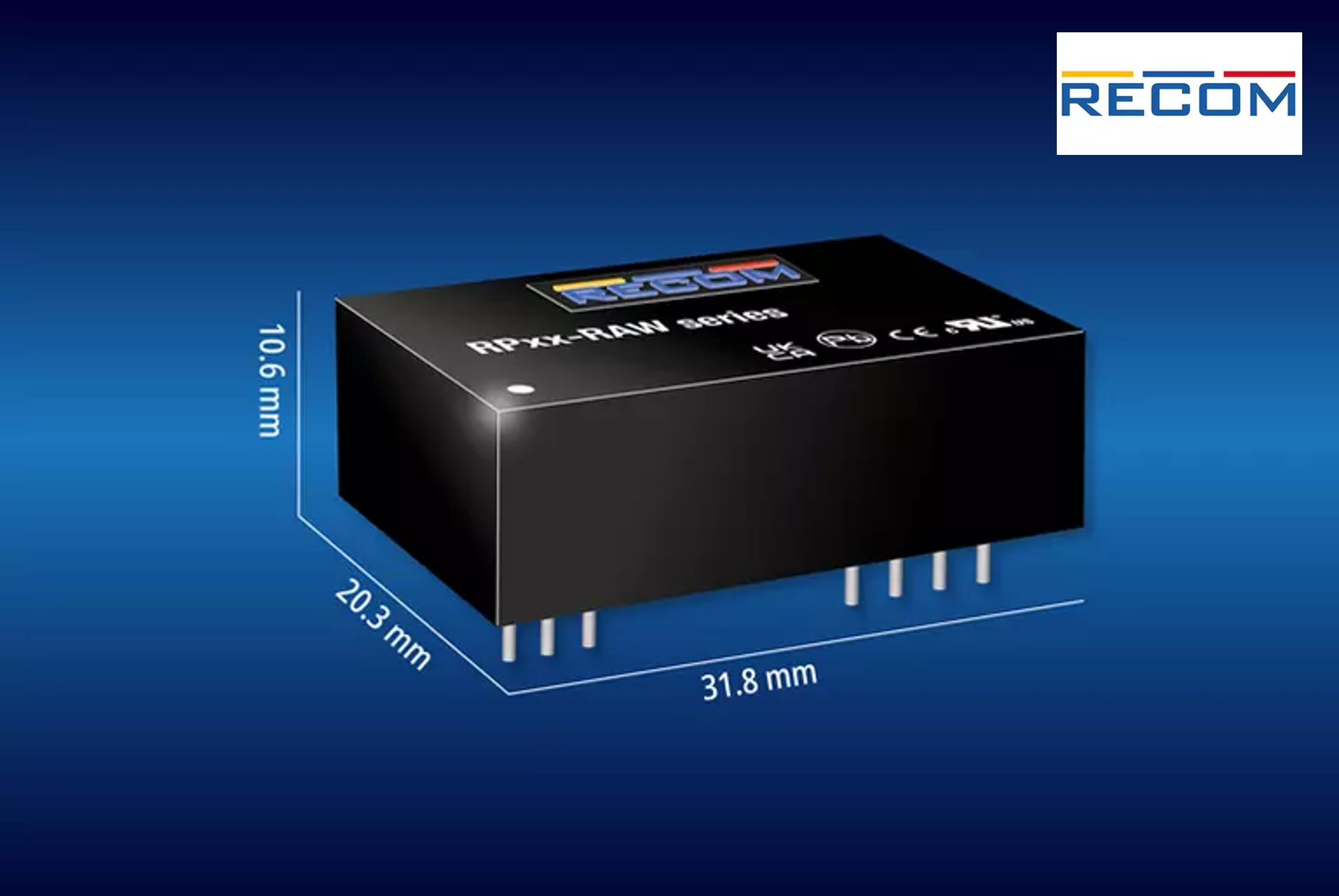 36 – 160VDC input DC/DCs for Railway Applications, 3W, 6W, and 10W by RECOM
