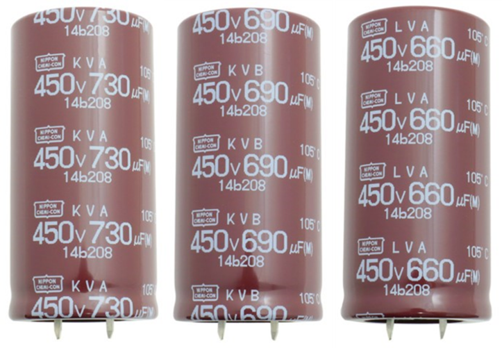 Development of Snap-in Type Aluminum Electrolytic Capacitors KVA Series, KVB Series, LVA Series for Automotive OBCs (On-Board Chargers)