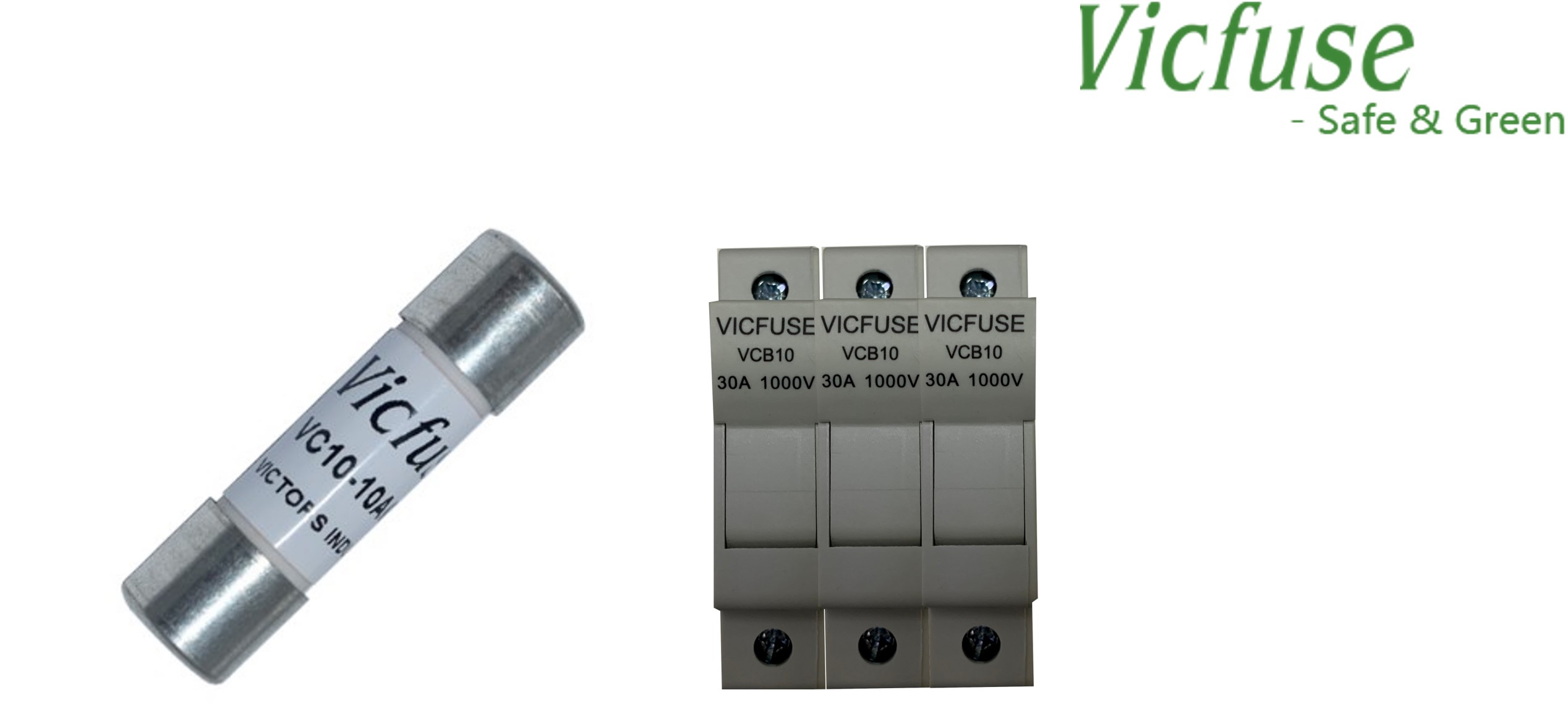 Vicfuse 10×38 fuse with DIN rail holder